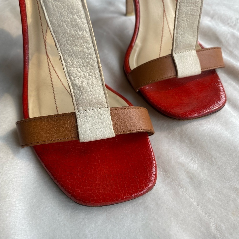 Kate Spade Red and Brown Heels with T-Strap Design - Picture 2 of 14
